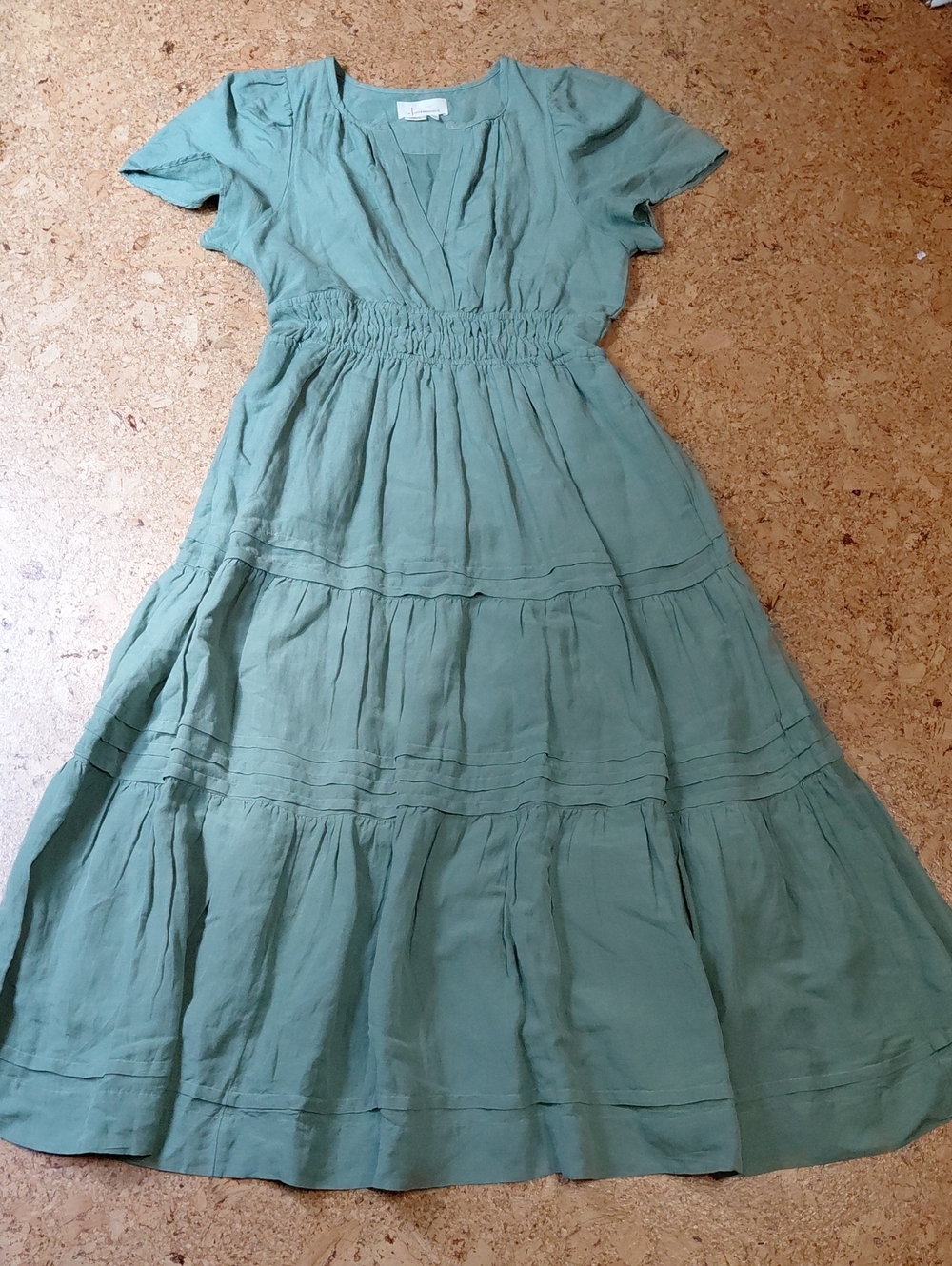 Anthropologie Sage Somerset Tiered V-Neck Maxi Dress Size M